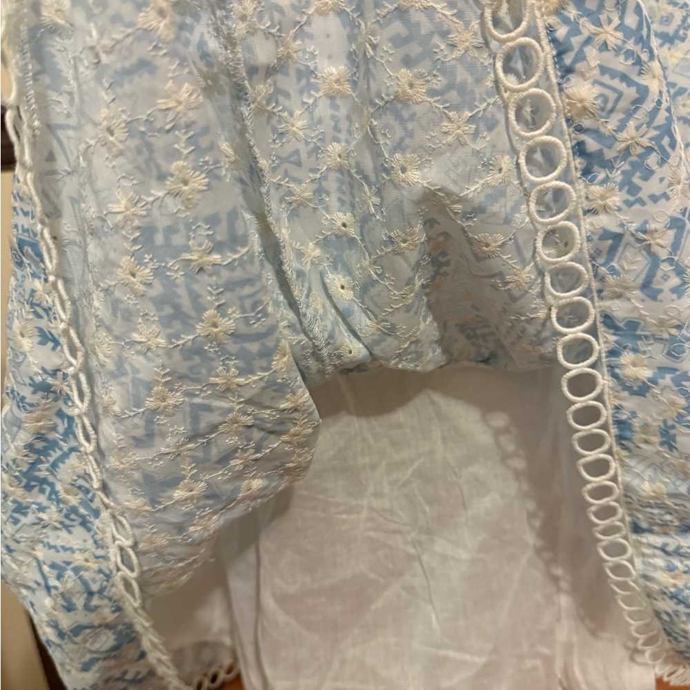 Aqua 100% Bloomingdale’s exclusive Elegant Blue and White Eyelet Dress - Picture 8 of 13